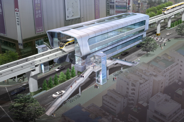 Art rendering of a proposed new monorail station for Daegu, South Korea